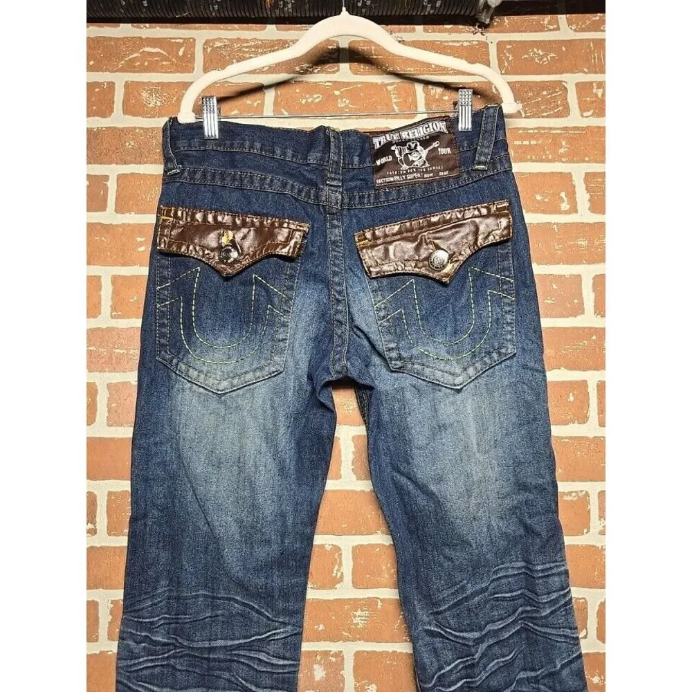 True Religion World‎ Tour Bootcut Jeans 34 Billy Supert Flap Pockets Denim READ!